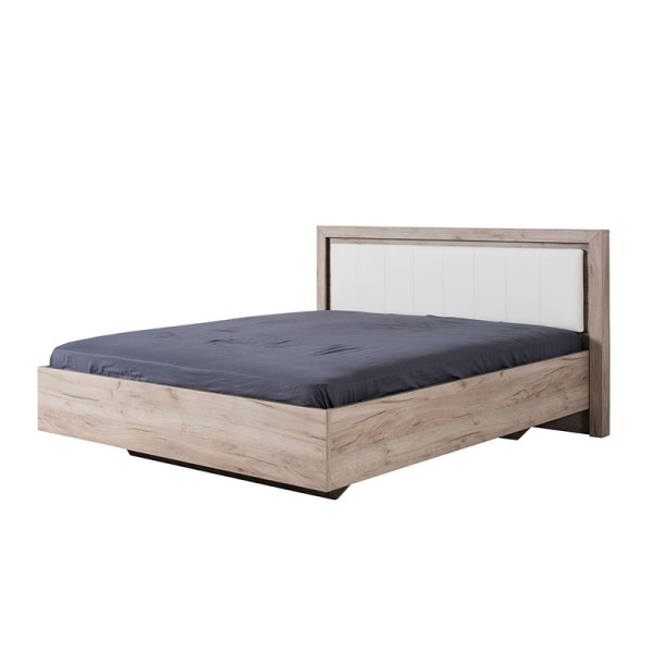 ΚΡΕΒΑΤΙ Astor 160 Grey Oak - Λευκή Δερματίνη 178.5x208.5x100.5εκ