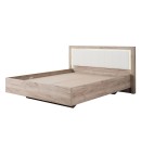ΚΡΕΒΑΤΙ Astor 160 Grey Oak - Λευκή Δερματίνη 178.5x208.5x100.5εκ