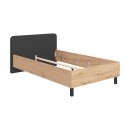 ΚΡΕΒΑΤΙ BARLETTA 120 ARTISAN ΜΕ ΓΚΡΙ ΥΦΑΣΜΑ ΜΑΥΡΑ ΠΟΔΙΑ 131x213,5x85,5εκ (120x200)