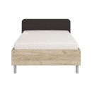 ΚΡΕΒΑΤΙ BARLETTA 120 GREY OAK ΜΕ ΓΚΡΙ ΥΦΑΣΜΑ ΚΑΙ CHROME ΠΟΔΙΑ 131x213,5x85,5εκ (120x200)