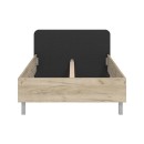 ΚΡΕΒΑΤΙ BARLETTA 120 GREY OAK ΜΕ ΓΚΡΙ ΥΦΑΣΜΑ ΚΑΙ CHROME ΠΟΔΙΑ 131x213,5x85,5εκ (120x200)