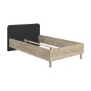 ΚΡΕΒΑΤΙ BARLETTA 120 GREY OAK ΜΕ ΓΚΡΙ ΥΦΑΣΜΑ ΚΑΙ CHROME ΠΟΔΙΑ 131x213,5x85,5εκ (120x200)