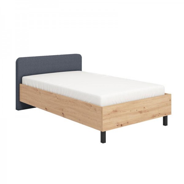 ΚΡΕΒΑΤΙ BARLETTA 120 GREY OAK ΜΕ ΓΚΡΙ ΥΦΑΣΜΑ 131x213,5x85,5εκ (120x200)
