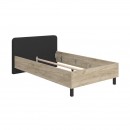 ΚΡΕΒΑΤΙ BARLETTA 120 GREY OAK ΜΕ ΓΚΡΙ ΥΦΑΣΜΑ ΚΑΙ ΜΑΥΡΑ ΠΟΔΙΑ 131x213,5x85,5εκ (120x200)
