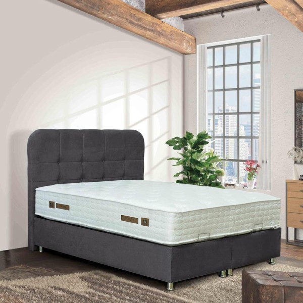 ΚΡΕΒΑΤΙ Fylliana Natalie ΓΚΡΙ ΜΕ ΑΠΟΘ ΧΩΡΟ 212x162x120 ΓΙΑ ΣΤΡΩΜΑ 160x200εκ