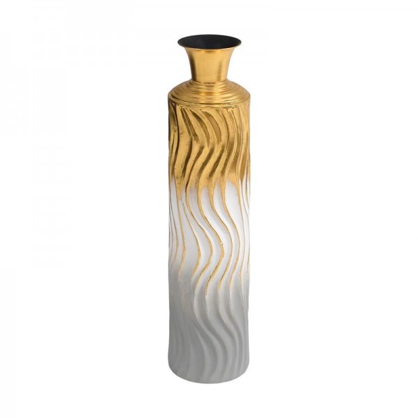 ΜΕΤΑΛΛΙΚΟ ΒΑΖΟ ΔΑΠΕΔΟΥ Fylliana FL038 ΧΡΥΣΟ ΑΣΗΜΙ ΧΡΩΜΑ 17x76εκ