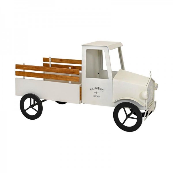 ΜΕΤΑΛΛΙΚΟ ΔΙΑΚΟΣΜΗΤΙΚΟ RETRO ΦΟΡΤΗΓΟ ΜΕ ΚΑΡΟΤΣΑ Fylliana Truck ΜΠΕΖ ΧΡΩΜΑ 101x56x63εκ