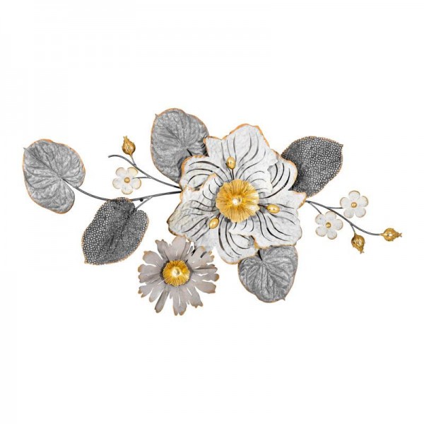 ΜΕΤΑΛΛΙΚΟ ΔΙΑΚΟΣΜΗΤΙΚΟ ΤΟΙΧΟΥ Fylliana FL0399 ΓΚΡΙ-ΛΕΥΚΟ-ΧΡΥΣΟ ΧΡΩΜΑ 90x7x48εκ