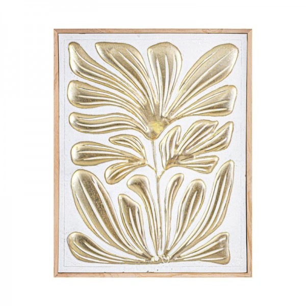 ΜΕΤΑΛΛΙΚΟΣ ΠΙΝΑΚΑΣ ΦΥΛΛΩΜΑΤΑ Fylliana FL1945 ΛΕΥΚΟ-ΧΡΥΣΟ ΧΡΩΜΑ 67x4x86εκ