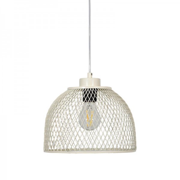 ΜΟΝΟΦΩΤΟ ΜΕΤΑΛΛΙΚΟ ΦΩΤΙΣΤΙΚΟ ΟΡΟΦΗΣ Fylliana ΜΕ ΚΑΠΕΛΟ ΠΛΕΓΜΑ ΚΡΕΜ ΧΡΩΜΑ 25x18εκ Ε27