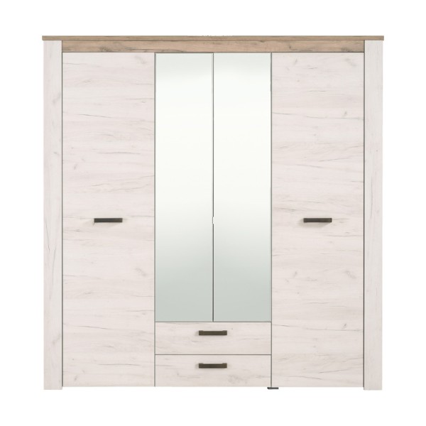 ΝΤΟΥΛΑΠΑ Kent 4K2F2O GREY OAK/WHITE OAK 199x56x207εκ