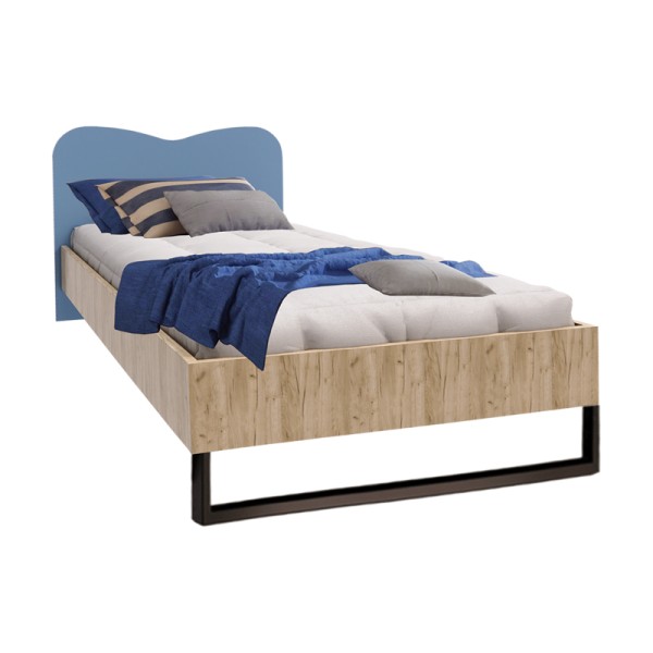 ΠΑΙΔΙΚΟ ΚΡΕΒΑΤΙ Fylliana Smile GREY OAK - ΜΠΛΕ 120x200εκ