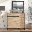 ΠΑΠΟΥΤΣΟΘΗΚΗ FLANNAN 3K1F3V ARTISAN OAK/ΜΑΥΡΟ MATT ΧΡΩΜΑ 120x40x110εκ