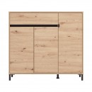 ΠΑΠΟΥΤΣΟΘΗΚΗ FLANNAN 3K1F3V ARTISAN OAK/ΜΑΥΡΟ MATT ΧΡΩΜΑ 120x40x110εκ