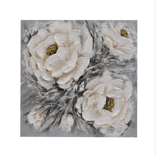ΠΙΝΑΚΑΣ ΣΕ ΚΑΜΒΑ Fylliana ΛΕΥΚΟ-ΜΠΕΖ-ΚΑΦΕ 100x100xεκ