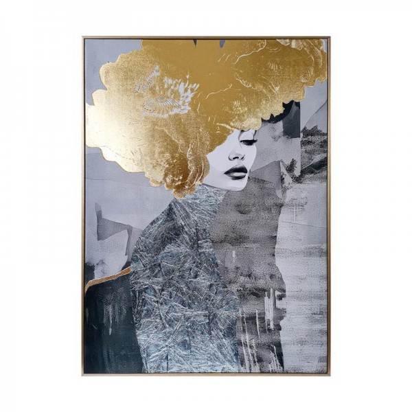 ΠΙΝΑΚΑΣ ΣΕ ΚΑΜΒΑ ΜΕ ΠΛΑΣΤΙΚΟ ΠΛΑΙΣΙΟ Fylliana FL6596 ΜΠΛΕ-ΛΕΥΚΟ-ΧΡΥΣΟ 50x70εκ