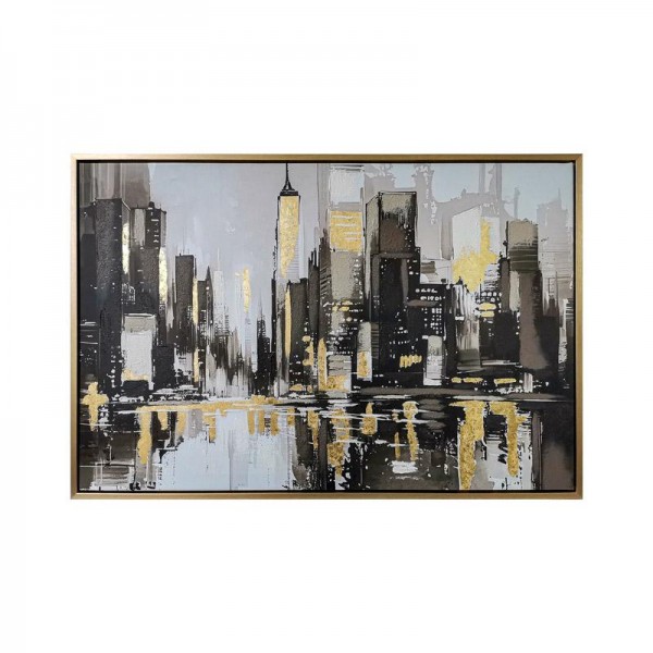 ΠΙΝΑΚΑΣ ΣΕ ΚΑΜΒΑ ΜΕ ΠΛΑΣΤΙΚΟ ΠΛΑΙΣΙΟ Fylliana FL8036 ΚΑΦΕ-ΜΠΕΖ-ΧΡΥΣΟ 90x60εκ