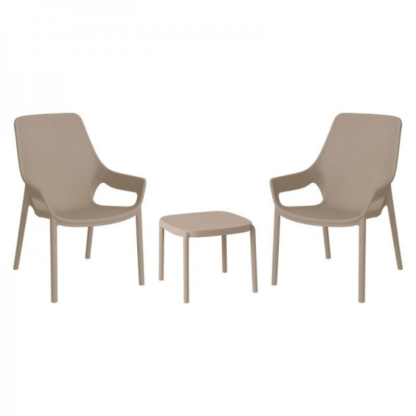 ΣΕΤ 2 ΚΑΡΕΚΛΕΣ ΚΗΠΟΥ ΚΑΙ ΤΡΑΠΕΖΑΚΙ Fylliana “Selavia” ΜΕ UV ΠΡΟΣΤΑΣΙΑ TAUPE ΧΡΩΜΑ