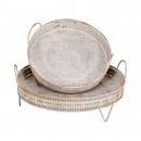 ΣΕΤ 2 ΜΕΤΑΛΛΙΚΩΝ ΔΙΑΚΟΣΜΗΤΙΚΩΝ ΔΙΣΚΩΝ Fylliana FL0254 ΑΝΤΙΚΕ ΑΣΗΜΙ ΧΡΩΜΑ 38x38x11εκ & 31x31x10.5εκ