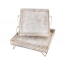 ΣΕΤ 2 ΜΕΤΑΛΛΙΚΩΝ ΔΙΑΚΟΣΜΗΤΙΚΩΝ ΔΙΣΚΩΝ Fylliana FL0267 ΑΝΤΙΚΕ ΑΣΗΜΙ ΧΡΩΜΑ 34x34x11εκ & 29x29x11εκ