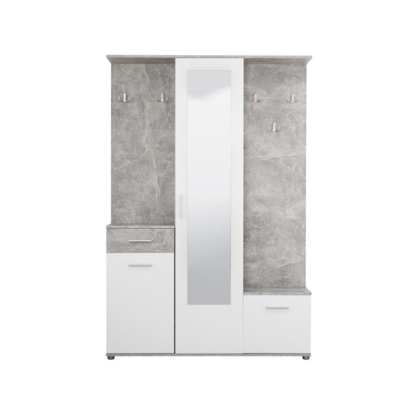 ΣΤΑΝΤ ΧΩΛ ΚΑΙ ΠΑΠΟΥΤΣΟΘΗΚΗ MARTIN ΓΚΡΙ CONCRETE-ΛΕΥΚΟ 133,5x33x197,5εκ fxtr
