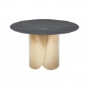 ΣΤΡΟΓΓΥΛΟ ΤΡΑΠΕΖΙ ΤΡΑΠΕΖΑΡΙΑΣ Fylliana FL0063 ΜΕ ΓΚΡΙ ΚΕΡΑΜΙΚΗ ΕΠΙΦΑΝΕΙΑ ΜΕ ΜΕΤΑΛΛΙΚΑ ΠΟΔΙΑ ΣΕ ΧΡΥΣΟ ΧΡΩΜΑ 120x75εκ