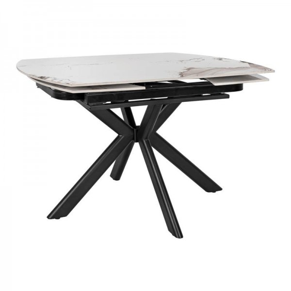 ΤΡΑΠΕΖΙ ΤΡΑΠΕΖΑΡΙΑΣ ΕΠΕΚΤΕΙΝΟΜΕΝΟ Fylliana Armonia ΜΕ ΛΕΥΚΗ ΚΕΡΑΜΙΚΗ ΕΠΙΦΑΝΕΙΑ ΚΑΙ ΜΕΤΑΛΛΙΚΑ ΠΟΔΙΑ 120-180x90x75εκ