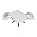 ΤΡΑΠΕΖΙ ΤΡΑΠΕΖΑΡΙΑΣ ΕΠΕΚΤΕΙΝΟΜΕΝΟ Fylliana Armonia ΜΕ ΛΕΥΚΗ ΚΕΡΑΜΙΚΗ ΕΠΙΦΑΝΕΙΑ ΚΑΙ ΜΕΤΑΛΛΙΚΑ ΠΟΔΙΑ 120-180x90x75εκ