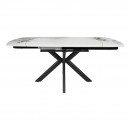 ΤΡΑΠΕΖΙ ΤΡΑΠΕΖΑΡΙΑΣ ΕΠΕΚΤΕΙΝΟΜΕΝΟ Fylliana Armonia ΜΕ ΛΕΥΚΗ ΚΕΡΑΜΙΚΗ ΕΠΙΦΑΝΕΙΑ ΚΑΙ ΜΕΤΑΛΛΙΚΑ ΠΟΔΙΑ 120-180x90x75εκ