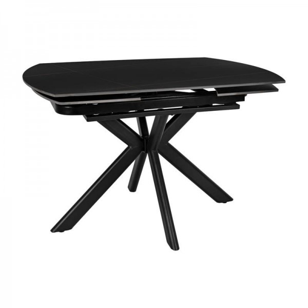 ΤΡΑΠΕΖΙ ΤΡΑΠΕΖΑΡΙΑΣ ΕΠΕΚΤΕΙΝΟΜΕΝΟ Fylliana Armonia ΜΕ ΜΑΥΡΗ ΚΕΡΑΜΙΚΗ ΕΠΙΦΑΝΕΙΑ ΚΑΙ ΜΕΤΑΛΛΙΚΑ ΠΟΔΙΑ 120-180x90x75εκ