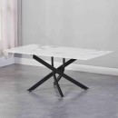 ΤΡΑΠΕΖΙ ΤΡΑΠΕΖΑΡΙΑΣ Fylliana 102 MARBLE ΜΕ ΜΑΥΡΑ ΜΕΤΑΛΛΙΚΑ ΠΟΔΙΑ 140x80x75εκ