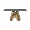 ΤΡΑΠΕΖΙ ΤΡΑΠΕΖΑΡΙΑΣ Fylliana FL0053 ΜΕ ΓΚΡΙ ΚΕΡΑΜΙΚΗ ΕΠΙΦΑΝΕΙΑ ΜΕ ΜΕΤΑΛΛΙΚΑ ΠΟΔΙΑ ΧΡΥΣΟ ΧΡΩΜΑ 160x90x75εκ