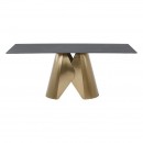 ΤΡΑΠΕΖΙ ΤΡΑΠΕΖΑΡΙΑΣ Fylliana FL0053 ΜΕ ΓΚΡΙ ΚΕΡΑΜΙΚΗ ΕΠΙΦΑΝΕΙΑ ΜΕ ΜΕΤΑΛΛΙΚΑ ΠΟΔΙΑ ΣΕ ΧΡΥΣΟ ΧΡΩΜΑ 180x90x75εκ