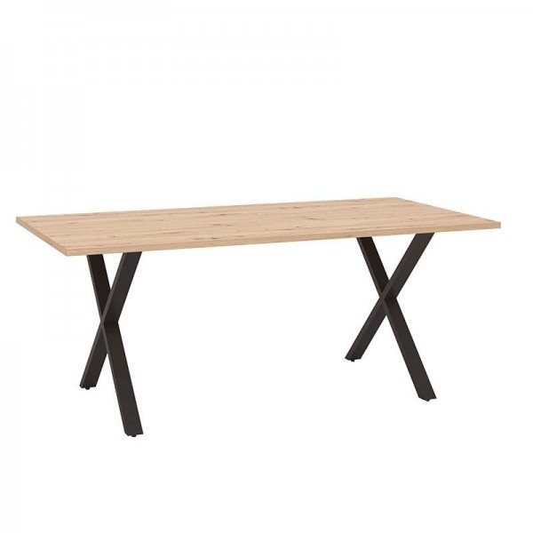 ΤΡΑΠΕΖΙ ΤΡΑΠΕΖΑΡΙΑΣ PICARDY ARTISAN OAK ΜΕ ΜΑΥΡΑ ΜΕΤΑΛΛΙΚΑ ΠΟΔΙΑ 180x90x76εκ