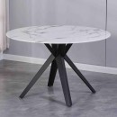 ΤΡΑΠΕΖΙ ΤΡΑΠΕΖΑΡΙΑΣ ΣΤΡΟΓΓΥΛΟ Fylliana 102 MARBLE ΜΕ ΜΑΥΡΑ ΜΕΤΑΛΛΙΚΑ ΠΟΔΙΑ 120x75εκ