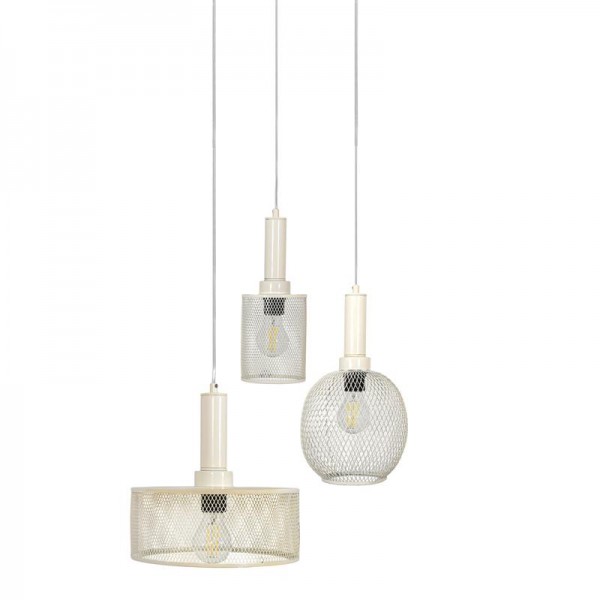 ΤΡΙΦΩΤΟ ΜΕΤΑΛΛΙΚΟ ΦΩΤΙΣΤΙΚΟ ΟΡΟΦΗΣ Fylliana ΜΕ ΚΑΠΕΛΟ ΠΛΕΓΜΑ ΚΡΕΜ ΧΡΩΜΑ Ε27