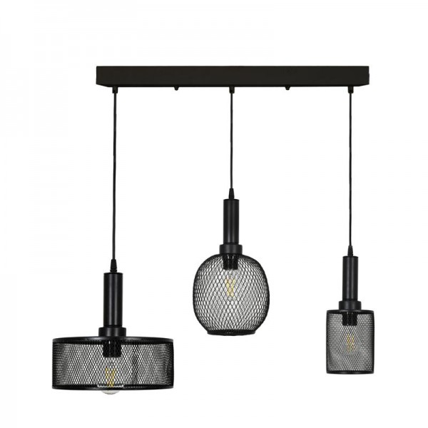 ΤΡΙΦΩΤΟ ΜΕΤΑΛΛΙΚΟ ΦΩΤΙΣΤΙΚΟ ΟΡΟΦΗΣ ΣΕ ΡΑΓΑ Fylliana ΜΕ ΚΑΠΕΛΟ ΠΛΕΓΜΑ ΜΑΥΡΟ ΧΡΩΜΑ Ε27